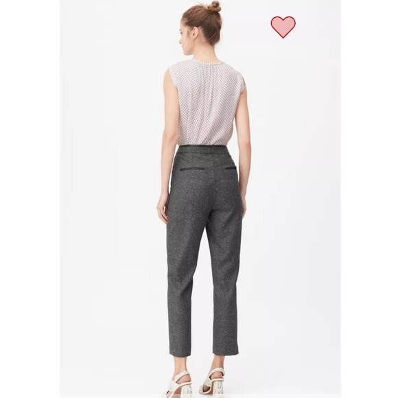 Rebecca Taylor Womens 12 Tailored Trouser Pant Charcoal Gray Herringbone Pleated - Picture 8 of 15